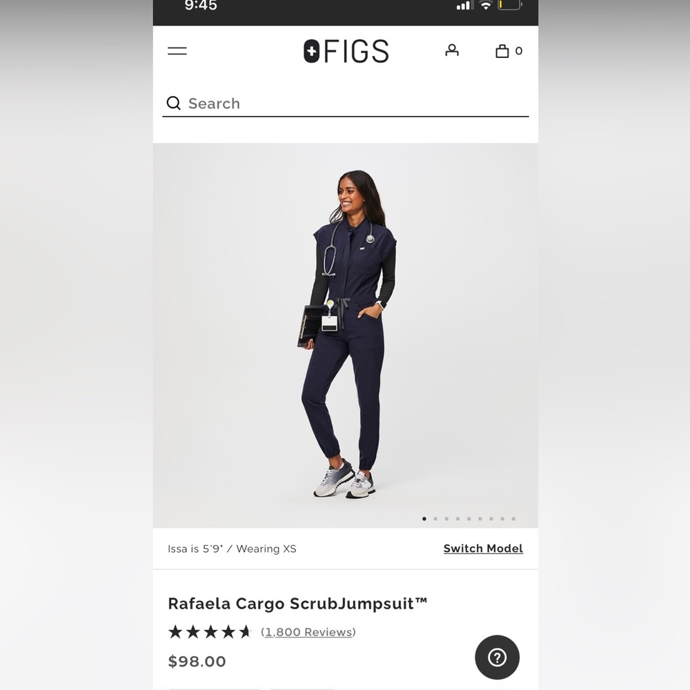 Figs Rafaela cargo jumpsuit, navy size small